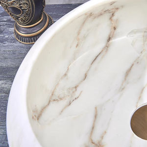 High Quality Luxury Natural Marble White Round Countertop Sink Wash <b>Basin</b> Eco-Friendly Durable Bathroom - Product Image 5