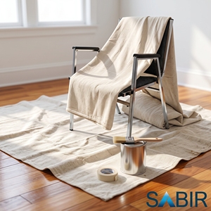 Wholesale Heavy Duty Waterproof Drop Cloth Canvas Fabric Warp Polyester/Cotton 280 GSM Plain Floor Protecting Sheet Dust Sheet - Product Image 2