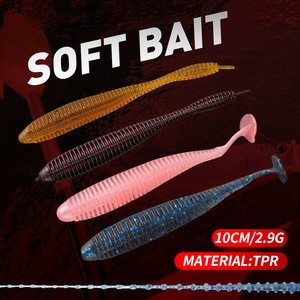 Leurre souple segmenté à queue <span class=keywords><strong>de</strong></span> pagaie côtelée <span class=keywords><strong>de</strong></span> 10 cm et 2,9 g pour la pêche au bar, à la perche, au drop shot et au Texas Rig en eau douce - Product Image 1