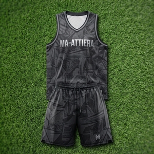 Uniforme de basket-ball pour hommes MA-ATTIERA, ensemble maillot et short de basket-ball à motif noir, sublimation, sports d'équipe - Product Image 5
