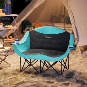 Sedia da campeggio per adulti verde con Design pieghevole imbottito a doppia dimensione con braccioli porta tazze borsa per uso esterno - Product Image 2