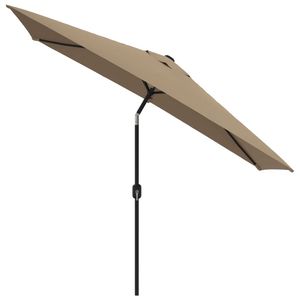 Grand parasol de jardin inclinable en polyester taupe de qualité supérieure avec base - Product Image 3