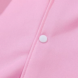 Veste de baseball sportive rose et blanche à blocs de couleur, col montant et boutons-pression - Product Image 6
