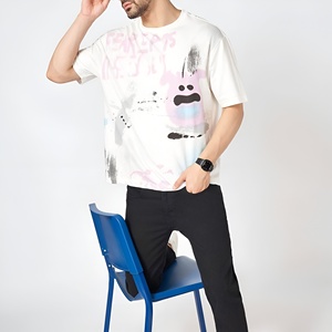 T-shirt surdimensionné personnalisé pour homme en coton 100% lourd 260 g/m² avec impression DTG, style urbain rétro délavé - Product Image 3