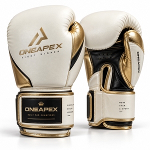 Boxing <b>Gloves</b> White Gold Black Professional Training Fight <b>Gloves</b> Padded Boxing Custom Logo OEM Wholesale <b>Sports</b> <b>Glove</b> - Product Image 1