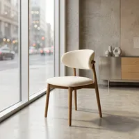 Chaise de salle à manger moderne en bois rembourrée de velours avec dossier solide pour restaurant, café, cuisine, maison, villa, hôtel, mobilier