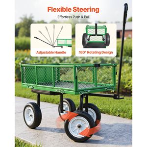 Carrello da Giardino Robusto con Sedile, Carriola in Acciaio con Ruote e Vassoio Porta Attrezzi, Capacità 500 Libbre - Product Image 6