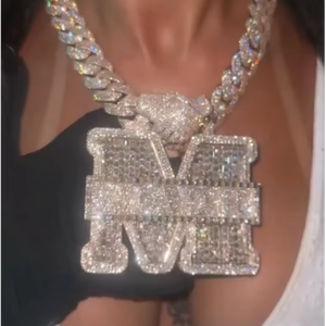 Colgante de Letra Grande con Diseño 3D Personalizado para Hombre y Mujer, Joyería Hip Hop, Colgante de Moissanita, Plata 925 - Product Image 1