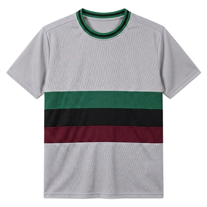 Custom light GRAY Striped <b>soccer</b> jersey mens Oversized Color Block Tee Breathable Polyester sports Streetwear jersey OEM service - Product Image 1