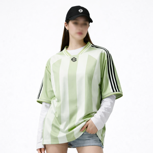 Jersey de Fútbol Americano a Rayas Oversize Unisex de Marca Personalizada de Lujo, Ropa Deportiva Informal, Jersey de Malla con Logotipo Personalizado, Fabricante OEM - Product Image 1