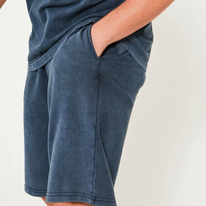 High quality Wholesale <b>Knitted</b> Breathable Acid washed Casual Men's Short Sleeve T-Shirt and Shorts <b>Set</b> New Arrival - Product Image 6