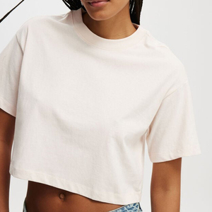 Camiseta corta informal de verano para mujer, camiseta lisa de manga corta, camiseta personalizada de alta calidad, camiseta holgada para damas - Product Image 4