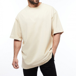 Camiseta de Algodón de Color Sólido para Hombre, Talla Grande, Manga Corta, Cuello Redondo, Corte Holgado Informal, Tejido Jersey, Largo Regular - Product Image 3