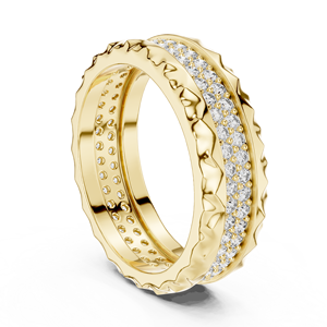 Anillo de Eternidad de Diamantes de Corte Redondo de Lujo, Oro Rosa de 18K, Textura Martillada, Engaste Pavé, Anillo de Boda para Mujer - Product Image 5