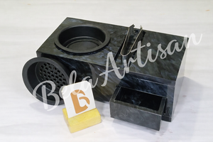 Support de brûleur à encens arabe moderne en bois et résine aromatique, avec plateau, organisateur et tiroir, pour bakhoor et oud, décoration Majlis - Product Image 3