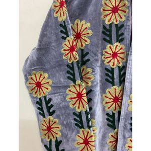 Veste en velours brodée à la main pour femmes, col mandarin, manches longues, automne, motif floral bohème, manteau ouvert sur le devant - Product Image 4