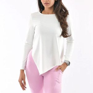 Camiseta Deportiva de Manga Larga para Mujer, Diseño con Corte en V Lateral, Corte Holgado, Ropa de Gimnasio al Por Mayor, Absorbe el Sudor - Product Image 3