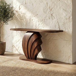 Modern Handmade Solid Wood <b>Console</b> Desk Living Room <b>Table</b> Furniture Home Decor Natural Wooden <b>Entry</b> Way <b>Table</b> - Product Image 2
