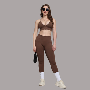 Ensemble 2 pièces respirant en Spandex/Polyester à motif uni avec logo personnalisé pour femmes, Leggings de sport, Vêtements d'entraînement, Vêtements de yoga OEM, Vente en gros - Product Image 1