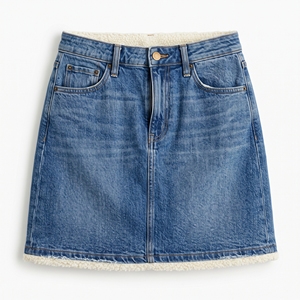 Jupe en jean doublée sherpa pour femme, chaude, décontractée et confortable, pour l'hiver, OEM ODM, vente en gros, usine, lavage personnalisé, faible MOQ - Product Image 5