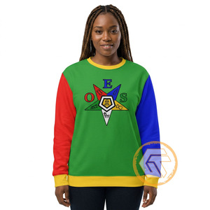 Eastern Star Women's Solid Fleece Sweatshirt Green Red Blue Crew Neck Printed Front 100% Cotton Knitted Eco-Friendly Casual - Product Image 1