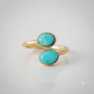 Mohave <b>Turquoise</b> Gemstone <b>Ring</b> 925 Silver Bezel Setting Bohemian Style Unisex Everyday Wear Gold Plated And Rose Gold Plated - Product Image 2