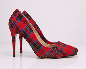 Chaussures à talons hauts en tissu tartan pour femmes de qualité supérieure |   Escarpins élégants à talon aiguille |   Vente en gros - Product Image 1