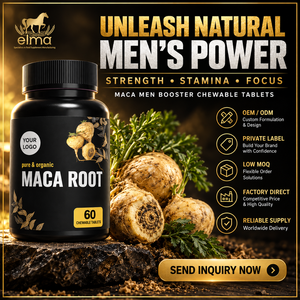 Suplemento de Extracto de Raíz de Maca Halal Elma Food, 60 Tabletas Masticables, Apoyo Energético para Hombres, Metabolismo, Circulación, GMP, HACCP - Product Image 1