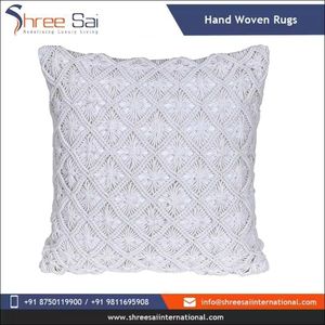 Luxury Handmade Wool & Cotton Square Cushion Geometric Striped Printed Knitted <b>Throw</b> Pillow Popular Home Decorative for Adults - Product Image 2
