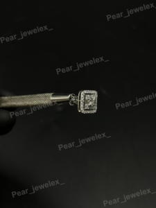 Square VVS Moissanite Silver <b>Stud</b> Earrings Custom Baguette Diamond Clusters <b>For</b> <b>Men</b> Women Screw Back Earring - Product Image 2