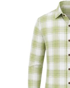 Camisa a Cuadros Verde Lima y Blanca Personalizada para Hombre, Camisa Casual Formal de Manga Larga con Botones, Franela de Algodón, Ropa de Oficina, Camisa Personalizada - Product Image 4