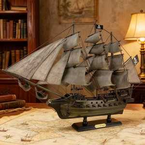 Regalo y Colección para el Día del Padre, Barco Pirata del Caribe, Hombre Holandés Volador, Modelo a Escala de Perla Negra, Decoración Antigua - Product Image 1