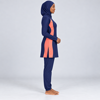 Ensemble Burkini 3 Pièces Modeste pour Femme, Coupe Haute, Imprimé Uni, Logo Frontal, Imperméable et Respirant