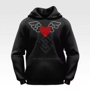 Sweat à capuche pour homme grande taille en coton mélangé, respirant, écologique, avec strass, prix abordable, haute qualité, vente en gros - Product Image 6