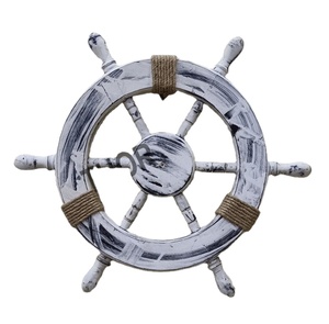 Rueda de madera coleccionable náutica blanca, 18 ", decoración de pared de dirección de barco - Product Image 1