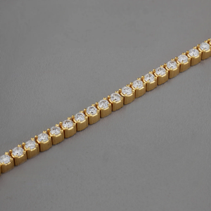 Pulsera de tenis chapada en oro de 18 quilates con diamantes de talla brillante redonda, engaste en canal, estilo clásico unisex, joyería de aleación. - Product Image 3