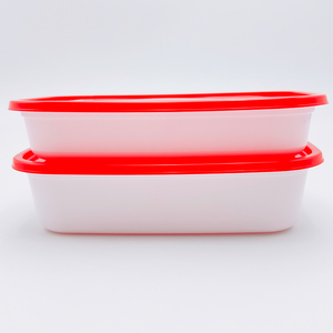Conteneur de stockage alimentaire rectangulaire en plastique avec couvercle orange, matériau PP, vaisselle de qualité alimentaire - Product Image 2