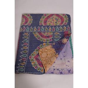 ผ้าห่มคันธาพิมพ์ลายดอกไม้สไตล์วินเทจ ทำมือ เป็นมิตรกับสิ่งแวดล้อม ผ้าฝ้ายอินเดีย โบโฮ ใช้ได้ทั้งสองด้าน เหมาะกับทุกฤดู ของตกแต่งบ้าน ของขวัญ - Product Image 4