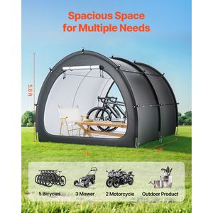 Tenda per Deposito Biciclette da Esterno Hi Outdoor con Finestra Ventilata, Riparo Spazioso e Impermeabile a Forma di Ventaglio per 5+ Biciclette - Product Image 2