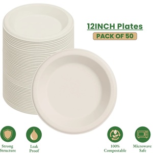 Assiette ronde en bagasse de 12 pouces, écologique, biodégradable, jetable, pour la restauration, vente en gros - Product Image 6