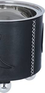 Plat à chafing en cuir noir fait main avec couvercle en acier inoxydable argenté et motif lune en relief pour mariages et événements au Moyen-Orient - Product Image 6