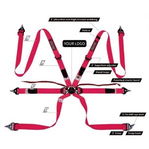 Cinturón de Seguridad de 6 Puntos para Carreras, 2 Pulgadas, FIA 8853-2016, OEM ODM, Patente Taiwanesa, Ajustadores de Acero Liso, Cinturones de Seguridad Desplegables - Product Image 1