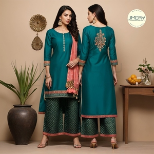 ชุดคุर्ติแบบเข้าชุด ดีไซน์ทันสมัยสำหรับผู้หญิง สไตล์เรียบหรู ดูดี สบายๆ แบบปากีสถาน อินเดีย - Product Image 2