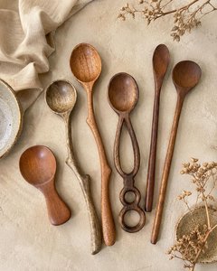 Hand Polished Acacia <b>Spoon</b> with Double <b>Ring</b> Handle Luxury Design Eco Friendly Flatware Sets for Wedding & Party - Product Image 3