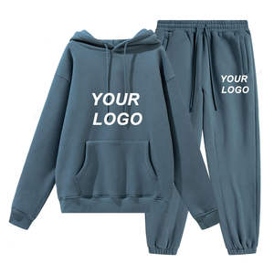 Conjunto Deportivo de Pantalones y Sudadera con Capucha 2 en 1, 330 Gramos, 100% Algodón, Casual, Color Sólido, de Alta Calidad, con Estampado Personalizado, para Hombre - Product Image 4