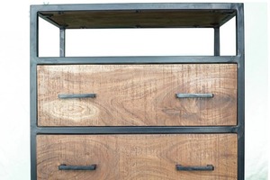 Industrial Rustic Solid Wood Nightstand with 3 <b>Drawers</b> Modern Bedroom Furniture Storage Cabinet - Product Image 6