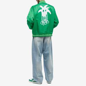 Custom Logo Green Varsity Jacket Men Streetwear Embroidery Bomber Jacket Unisex Satin Baseball Letterman Jacket <b>Windbreaker</b> - Product Image 4