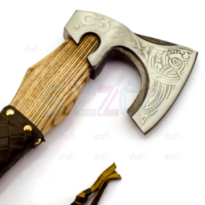 Custom Forged Carbon Steel Viking Style Axe <b>Bearded</b> Axe Rose Wood Tomahawk Premium Leather Sheath Best Gift Premium Hammer Axe - Product Image 6