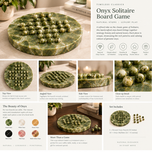 Juego de Mesa Peg Solitaire de Mármol Verde, Rompecabezas de Estrategia de Piedra Pulida para Decoración del Hogar - Product Image 2