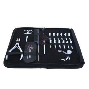 Kit d'outils pour extensions de cheveux à micro-perles blanches avec pince à sertir en acier inoxydable, ciseaux à doigts pour séparation et accessoires - Product Image 1